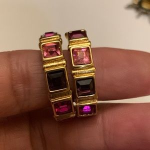 Authentic Swarovski hoop  earrings screw-back pierced